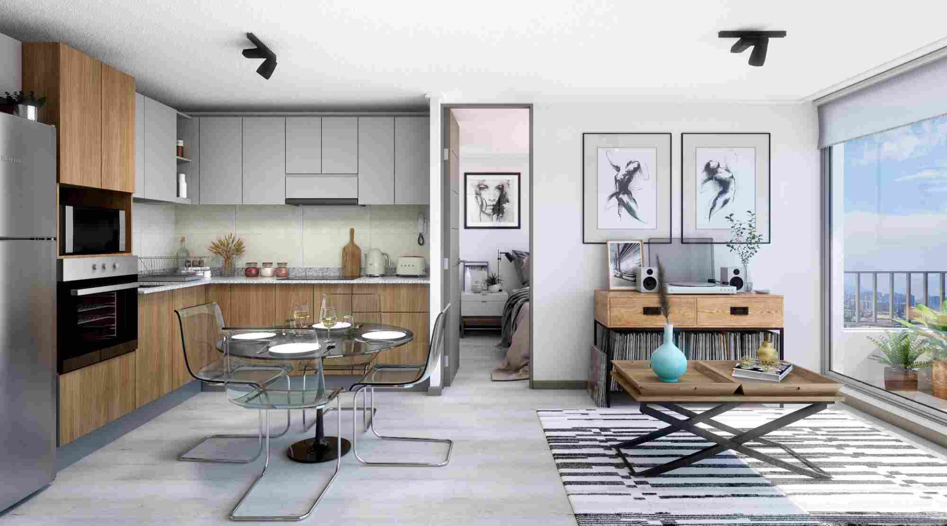 Cocina y comedor del departamento nuevo