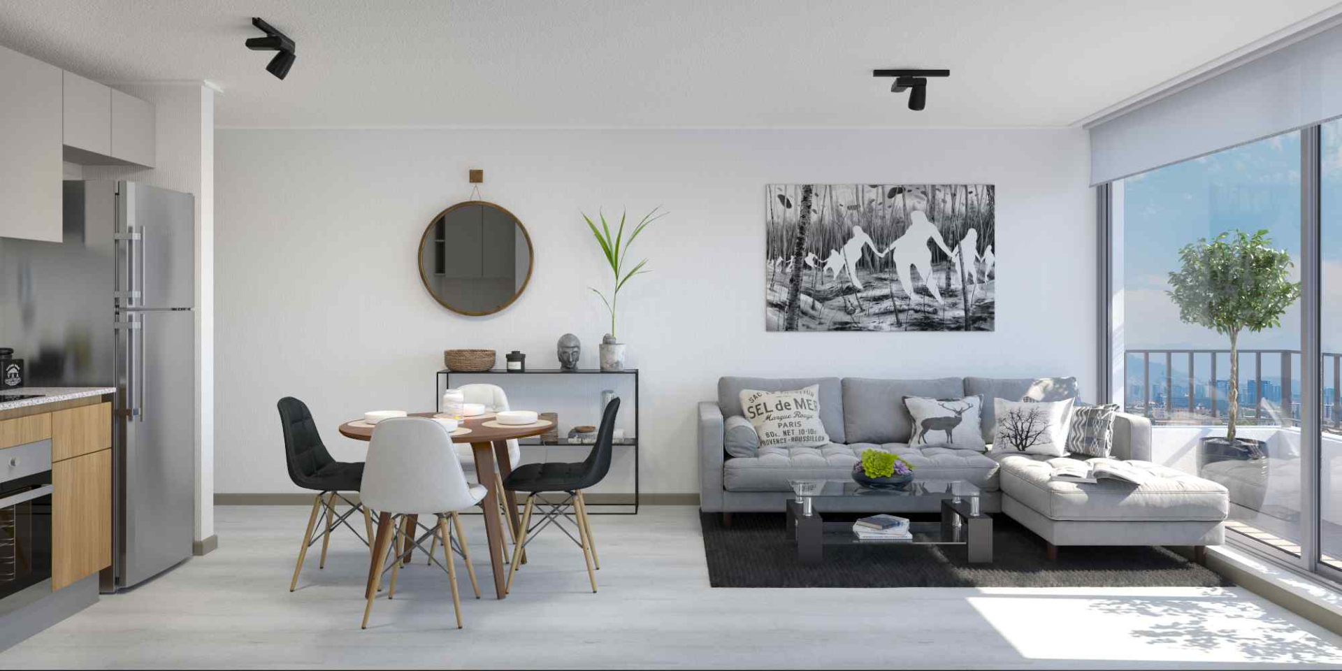 Living comedor luminoso del departamento