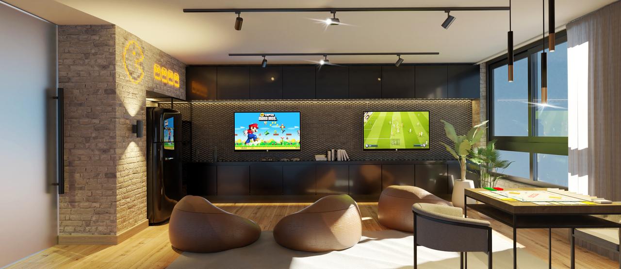 Sala de juegos con pantallas